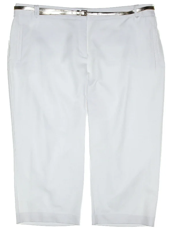 Charter Club White Tummy Slimming Classic Fit Belted Capri Pants Trendy Wide-Leg Pants Charter Club White Tummy Slimming Classic Fit Belted Capri Pants Trendy Wide-Leg Pants