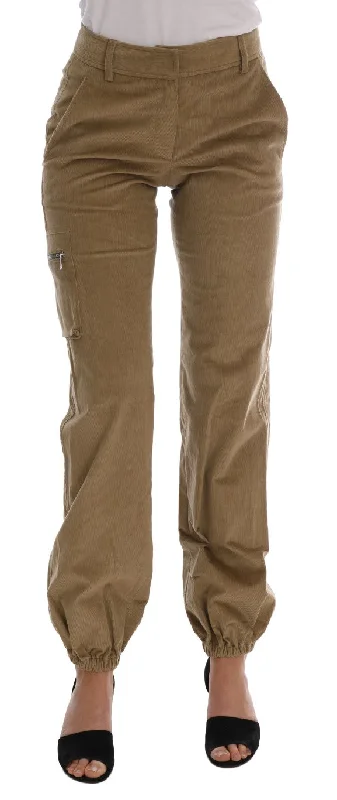 Ermanno Scervino Chic Beige Casual Pants for Sophisticated Style Trendy Printed Pants