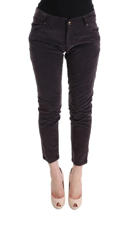 Ermanno Scervino Chic Brown Capri Cropped Cotton Pants Fashionable Tapered Leg Pants