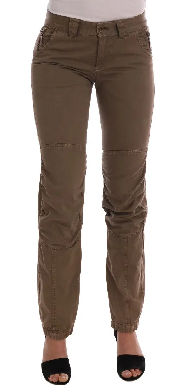 Ermanno Scervino Chic Brown Casual Cotton Pants Soft Cotton Pants
