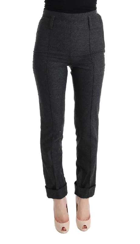 Ermanno Scervino Chic Gray Casual Skinny Pants Chic Checkered Pants