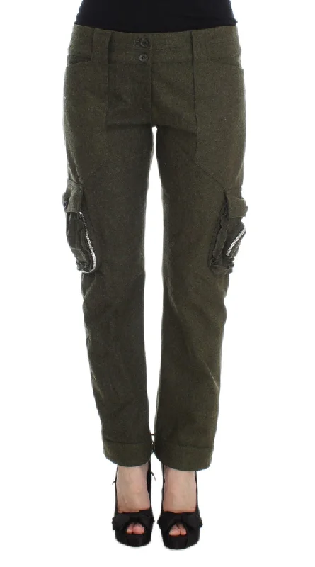 Ermanno Scervino Chic Green Cargo Pants for Effortless Style Comfortable Fleece Pants