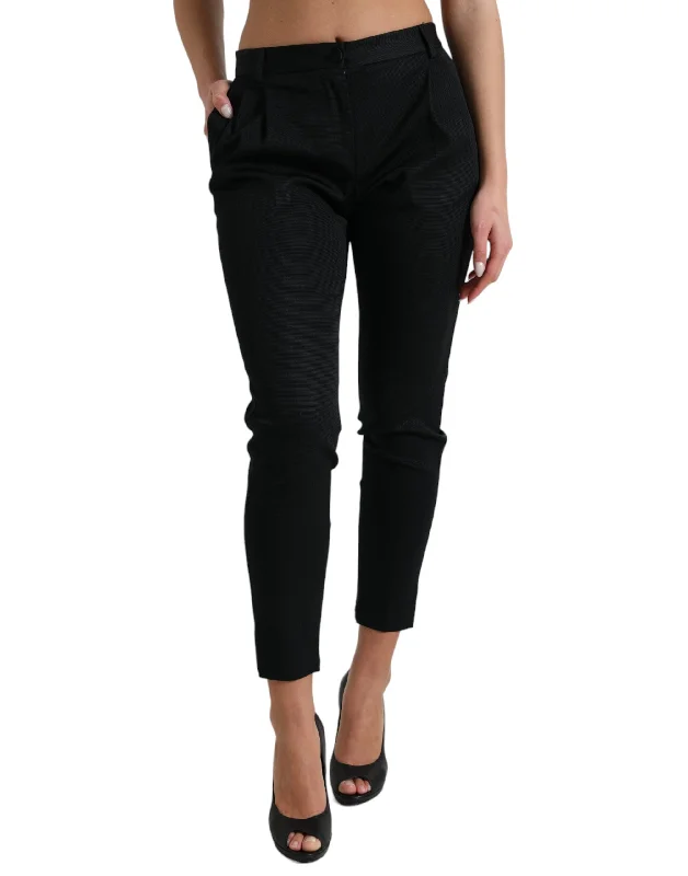 Chic High Waist Skinny Cropped Pants Casual Lounge Pants