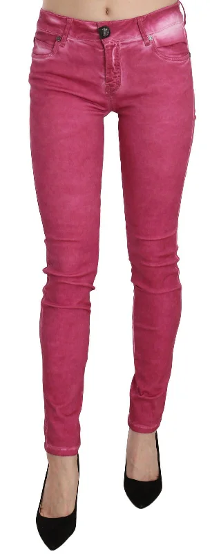 Dolce & Gabbana Chic Pink Mid Waist Skinny Pants Trendy Wide-Leg Pants