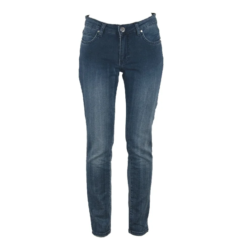 Maison Espin Chic Skinny Blue Sweat Pants Comfortable Pleated Pants