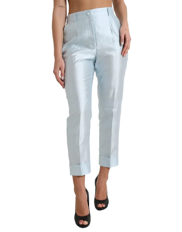 Chic Sky Blue High Waist Cropped Pants Comfortable Jogging Pants