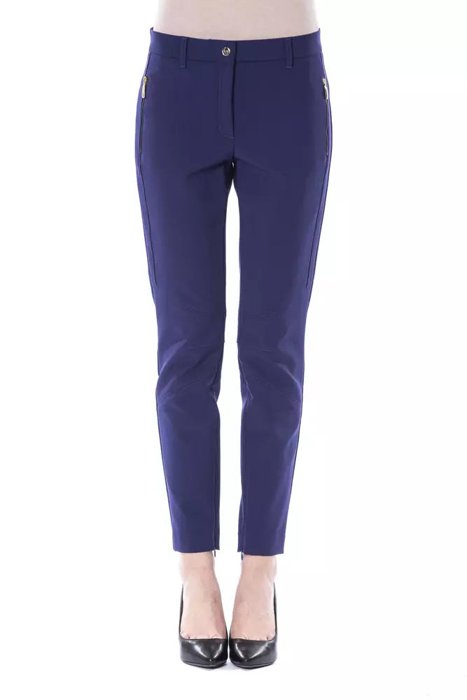 BYBLOS Blue Polyester Women Pants Soft Sweatpants Style