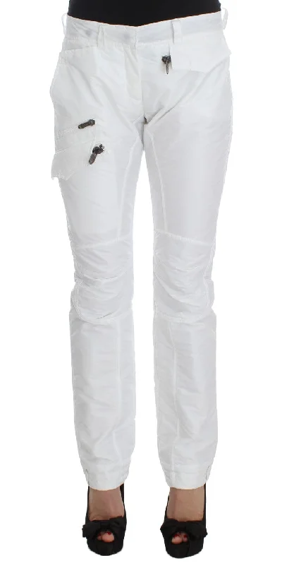 Ermanno Scervino Chic White Nylon Cargo Pants by Italian Designer Lightweight Jogger Pants