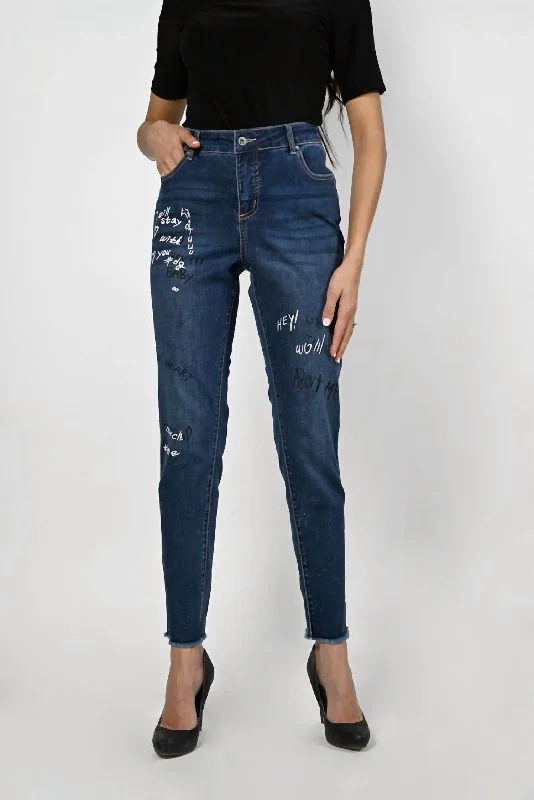 Denim Jeans In Blue Fashionable Vintage Wash Jeans