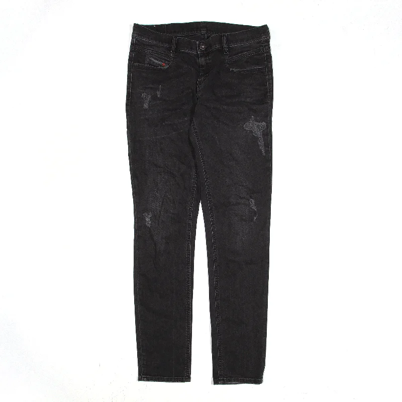 DIESEL Distressed Jeans Black Denim Slim Skinny Womens W27 L30 Stylish High-Waist Skinny Denim