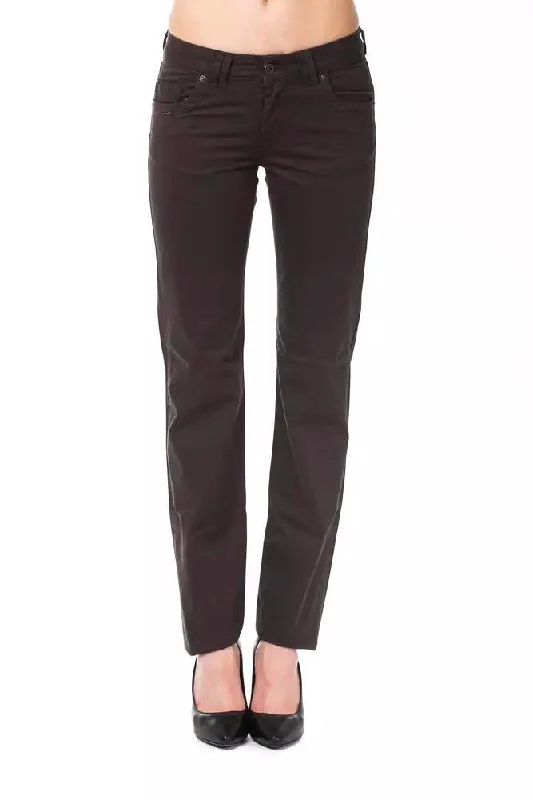 Brown Cotton Women Pants Modern Skinny Pants