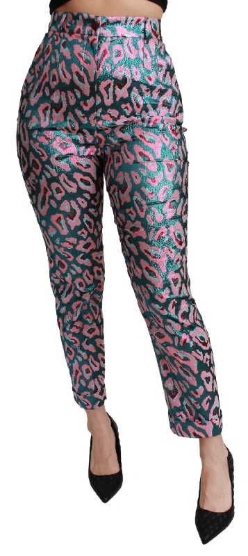 Dolce & Gabbana Elegant High Waist Cropped Silk Blend Pants Trendy Velvet Pants