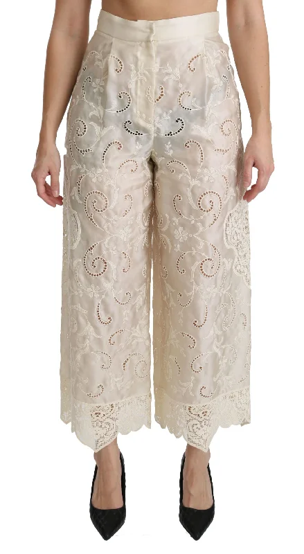 Dolce & Gabbana Elegant High Waist Palazzo Cropped Pants Stretch Fit Pants