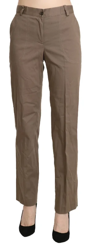 BENCIVENGA Elegant High Waist Straight Pants in Brown Lightweight Jogger Pants