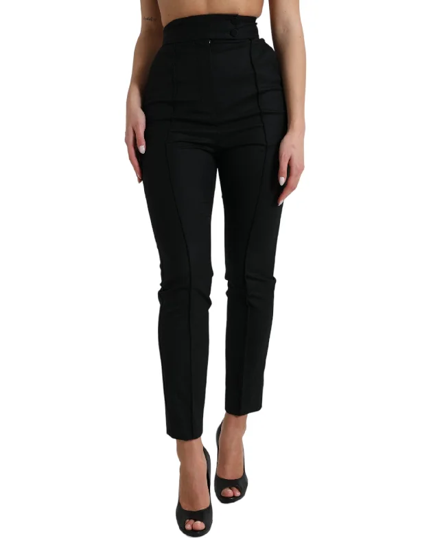 Elegant High Waist Tapered Wool Pants Slim Fit Casual Pants