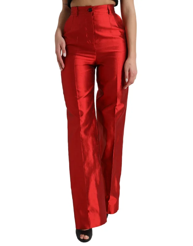 Elegant High Waist Wide Leg Silk Pants Trendy Work Pants