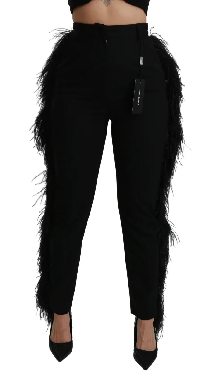 Dolce & Gabbana Elegant High Waist Wool Blend Pants Classic Pleated Pants