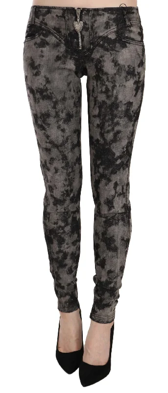 Just Cavalli Elegant Low Waist Skinny Denim Pants Stylish Elastic Waist Pants
