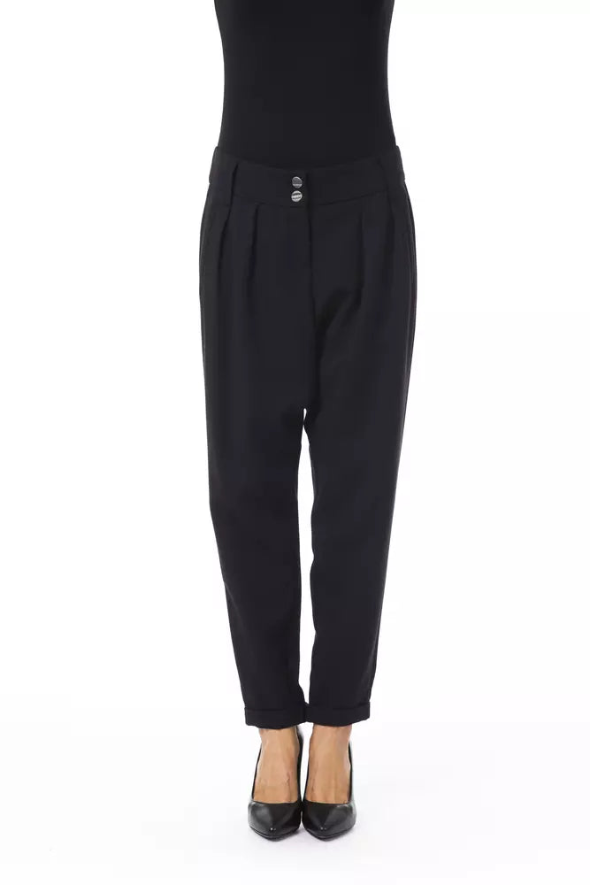 BYBLOS Black Polyester Women Pants Classic Straight-Leg Pants