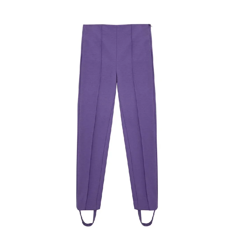 Elegant Purple Viscose Pants Trendy Printed Pants