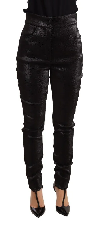Dolce & Gabbana Elegant Slim Fit Shimmer Cropped Pants Slim-Fit Khaki Pants