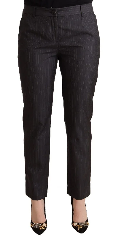 Elegant Tailored Virgin Wool And Silk Pants Fashionable Tapered Leg Pants