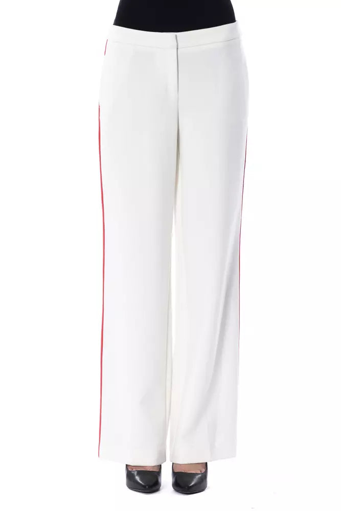 BYBLOS White Polyester Women Pant Slim-Fit Leggings