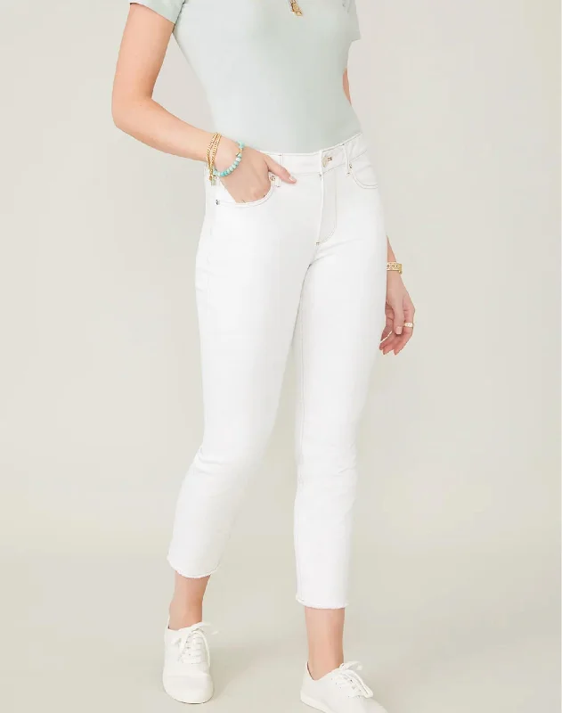 Ellington Slim Jean In Pearl White Comfortable Zip-Up Skinny Jeans