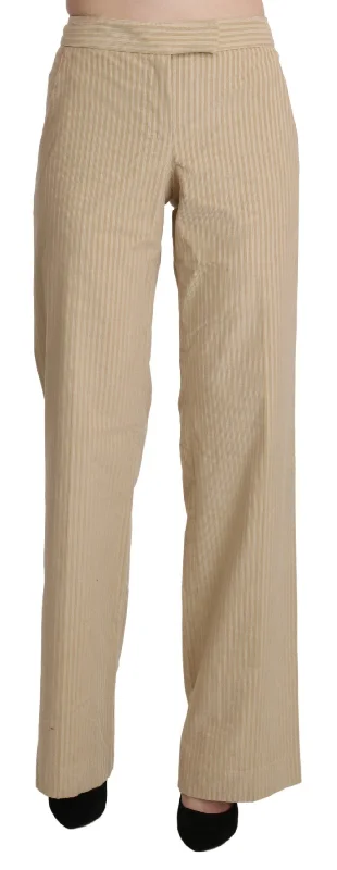 Ermanno Scervino Chic Beige High-Waist Wide Leg Pants Slim-Fit Leggings