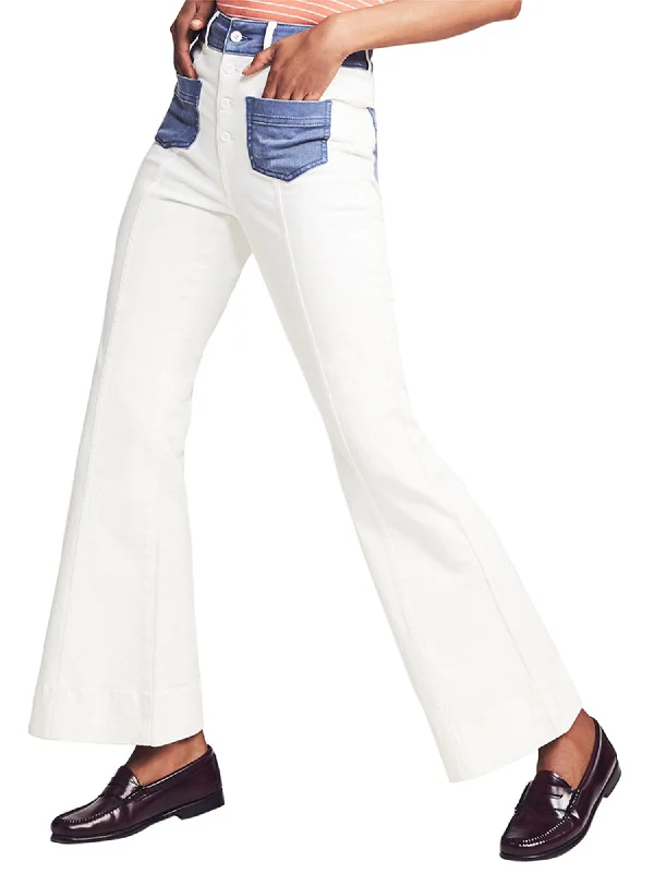 FAHERTY Women's White/Blue LouLou Pant Sz 25 $148 NEW High-Waist Yoga Pants