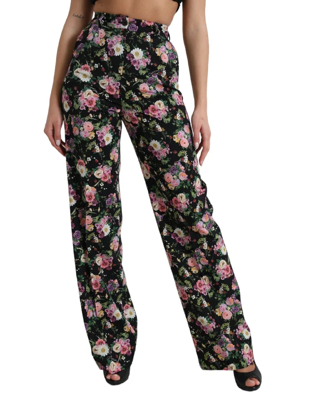 Floral High Waist Wide Leg Pants Classic Flared Pants