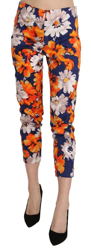 LANACAPRINA Floral Print Skinny Mid-Waist Pants Relaxed Casual Leggings