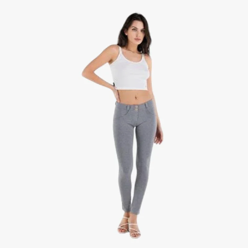 Freddy Ladies Regular Waist Long Length Cotton Pant Mel Grey Wide-Legged Palazzos