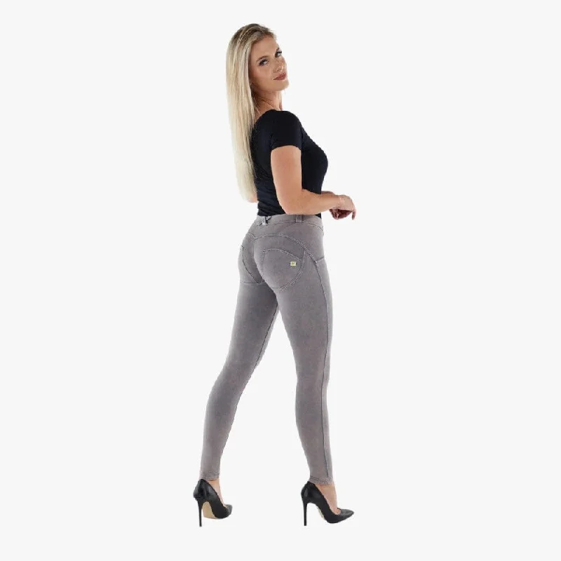Freddy Womens Acid Wash Wrup Shaping Pants G48 Grey High-Waist Jeans