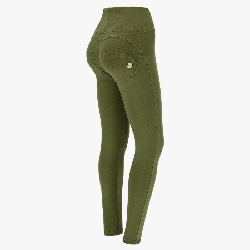 Freddy Womens  Capulet Olive High Waist Long Length Cotton Pant Slim-Fit Khaki Pants