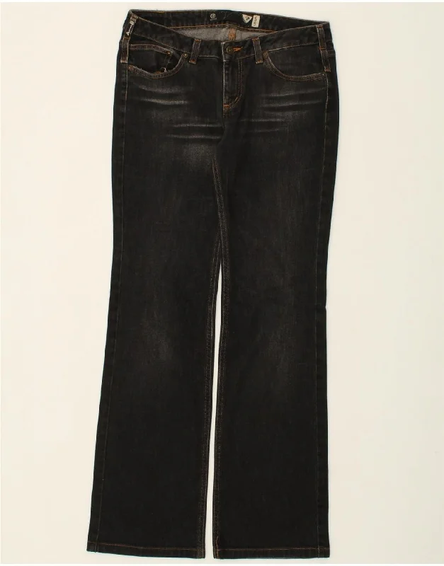 GUESS Womens Bootcut Jeans W30 L32  Black Cotton Elegant Wide-Leg Jeans