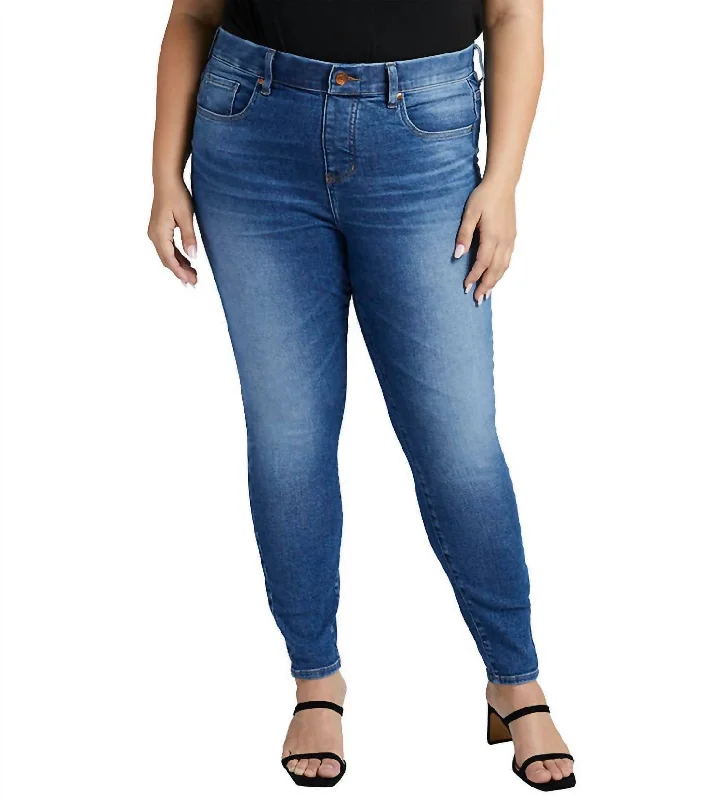 High Rise Valentina Skinny Jean - Plus In Lapiz Blue Comfortable Drawstring Waist Jeans