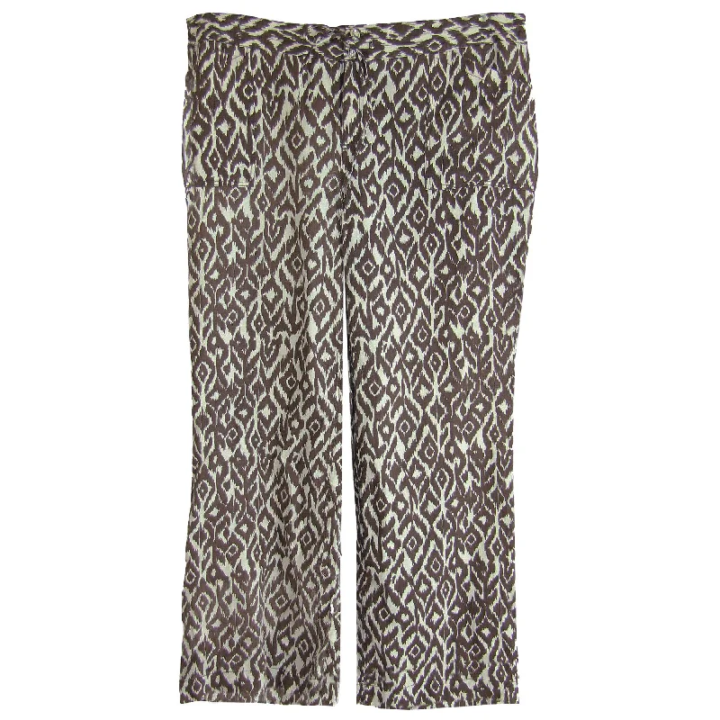 INC Multi Color Ikat Print Rhinestone Embellished Linen Pants Trendy High-Waist Trousers