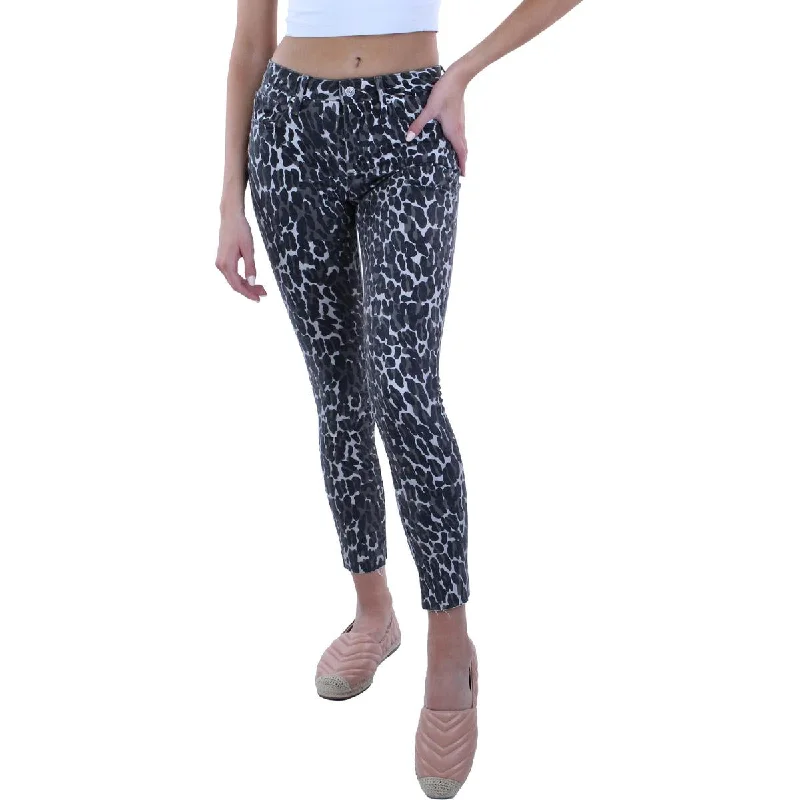 Jackie Womens Animal Print Skinny High-Waist Jeans Fashionable Straight Cut Jeans