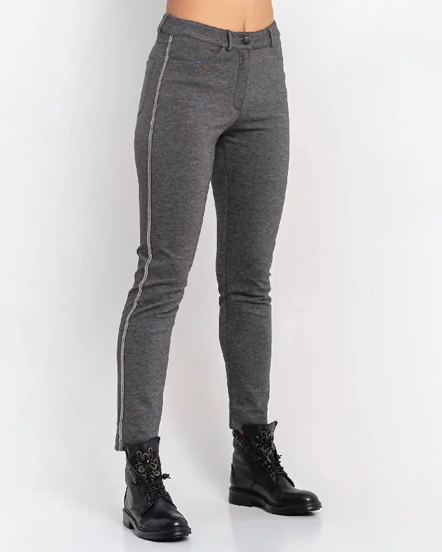 Jean With Side Stripe In Grey Trendy Plus Size Jeans