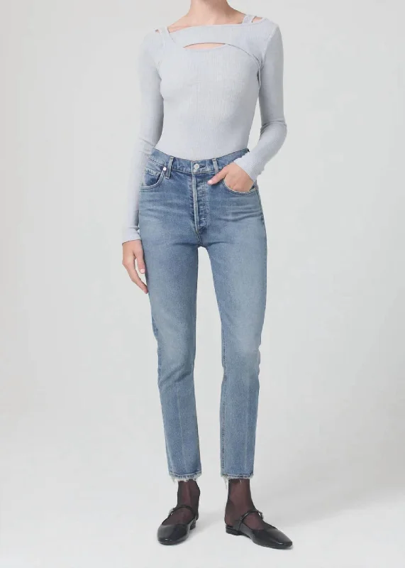 Jolene High Rise Straight Jeans In Dimple Stylish High-Waisted Denim