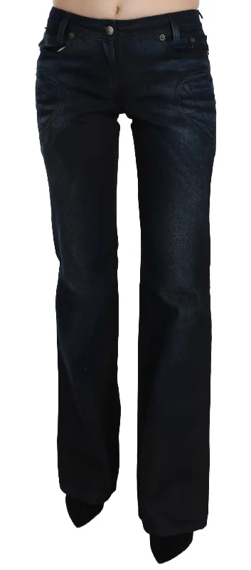 Just Cavalli Chic Mid Waist Straight Denim Pants Modern Bootcut Pants