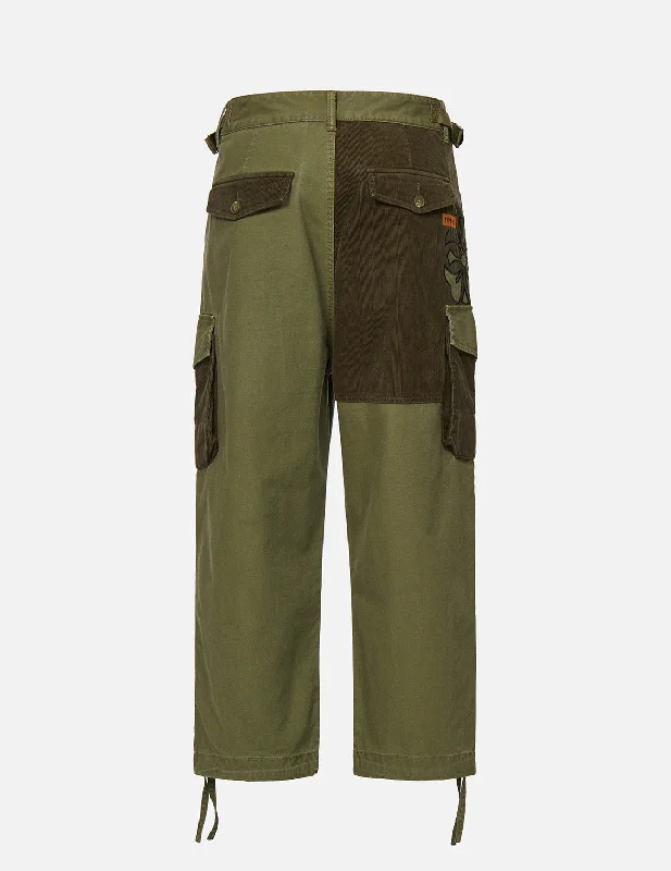 Kamon Appliqué Fabric Blocking Cargo Pants Fashionable Work Pants