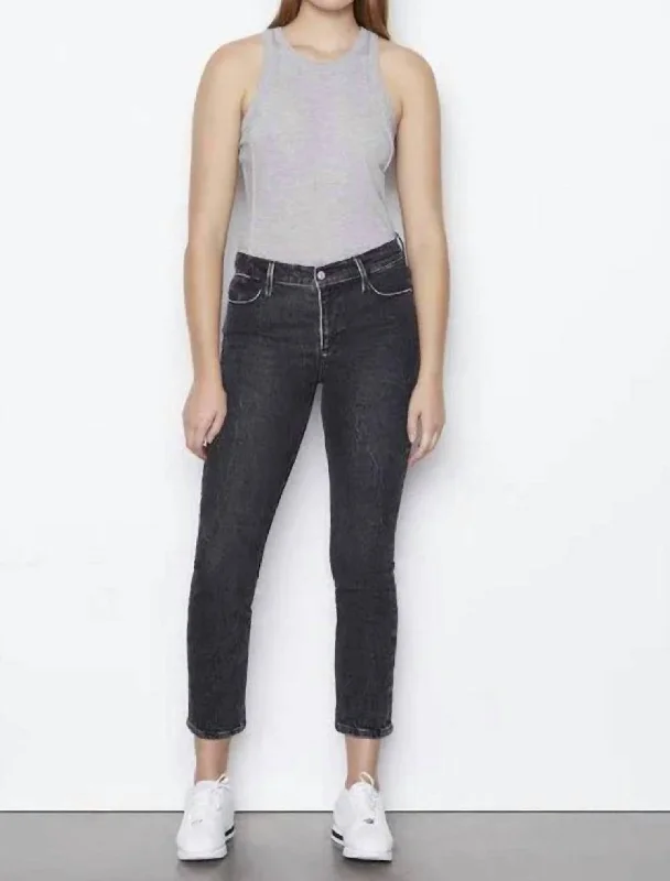 Le High Straight Jean In Edgey Elegant High-Waisted Flared Jeans