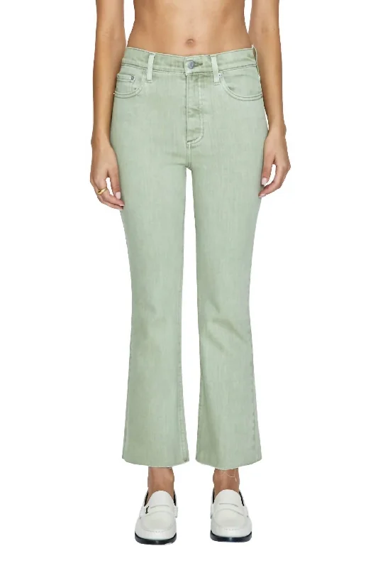 Lennon High Rise Crop Boot Jeans In Sage Snow Chic Double Waistband Jeans