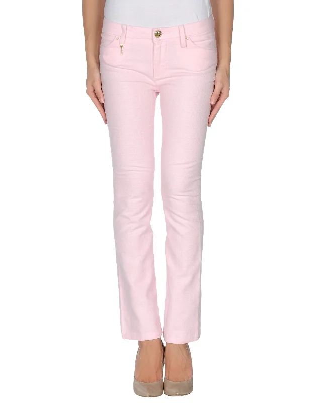 LEROCK Women's Light Pink Skinny Fit Flared Cropped Pants NEW Fashionable Work Pants