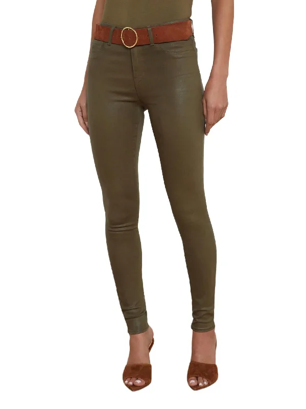 Marguerite High Rise Skinny Jean In Pine Coated Casual Straight-Leg Jeans