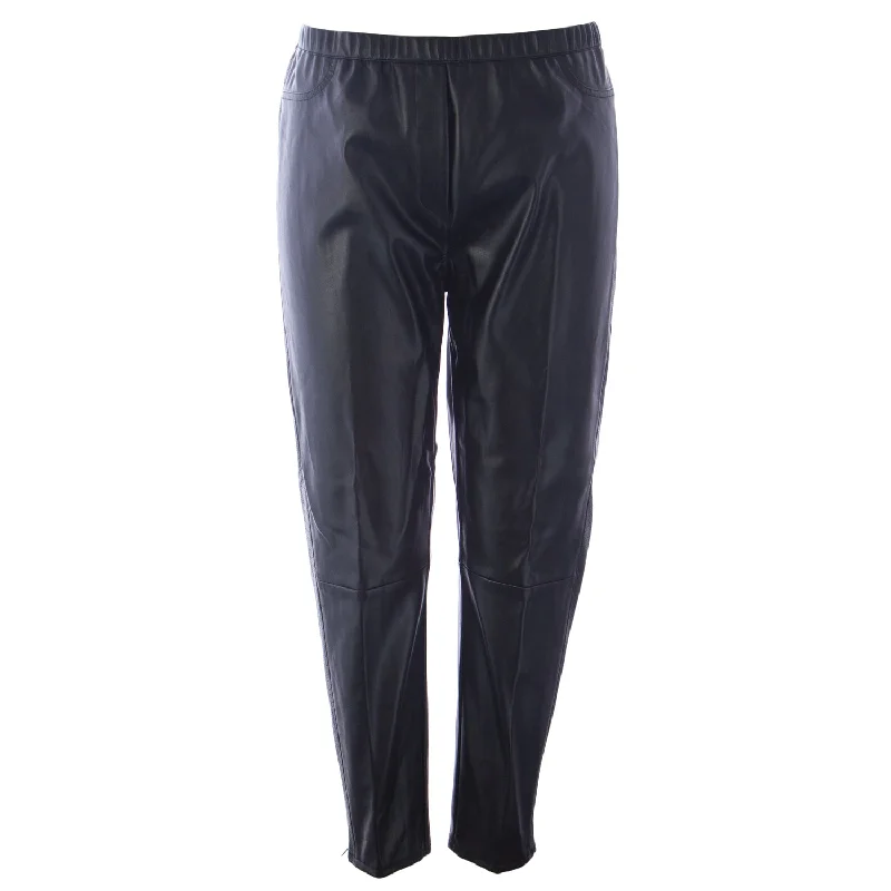 MARINA RINALDI Women's Black Racconto Faux Leather Pants $365 NWT Stylish Elastic Waist Pants MARINA RINALDI Women's Black Racconto Faux Leather Pants $365 NWT Stylish Elastic Waist Pants