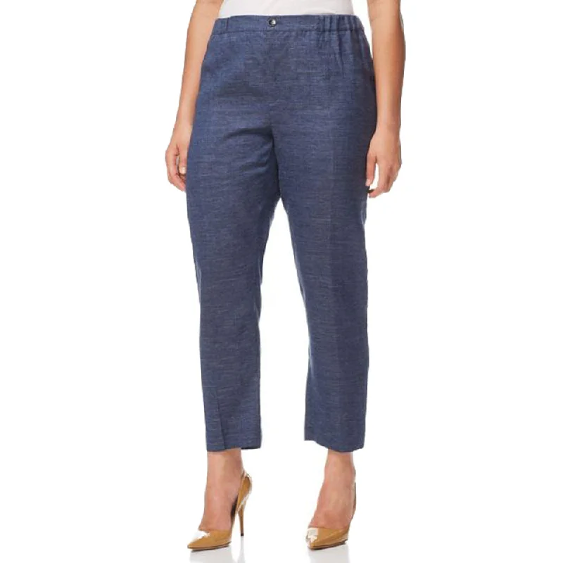 MARINA RINALDI Women's Dark Navy Regista Heathered Pants $535 NWT Chic Faux Leather Pants