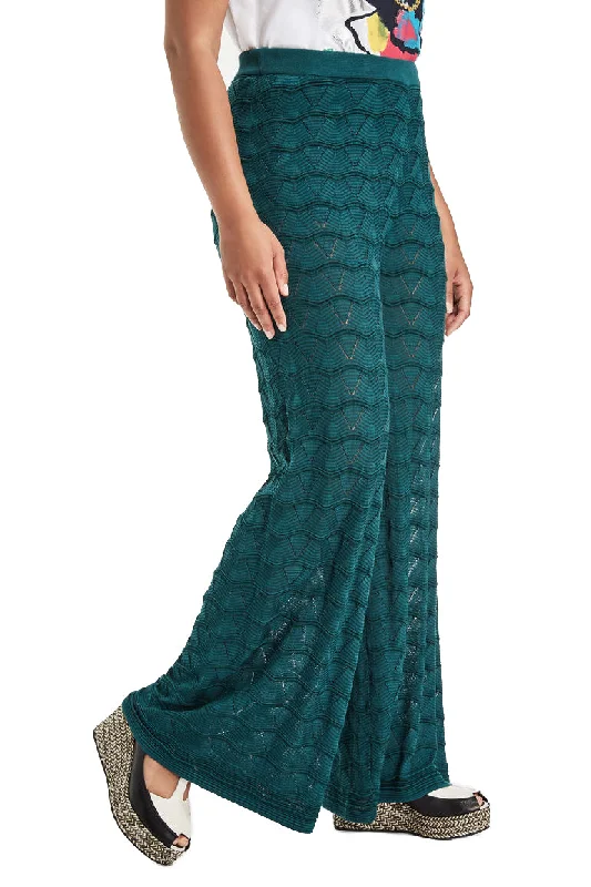 MARINA RINALDI Women's Teal Urlo Palazzo Pants $535 NWT Casual Lounge Pants